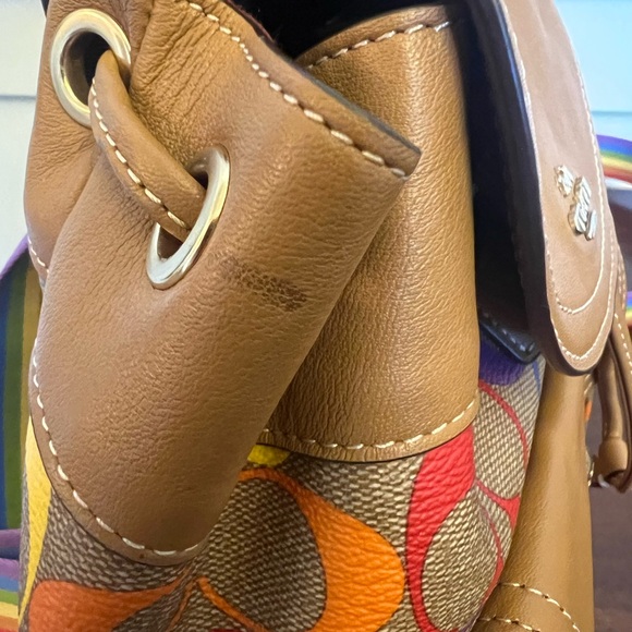 Coach Pennie Backpack 22 In Rainbow Signature Canvas - Picture 9 of 9